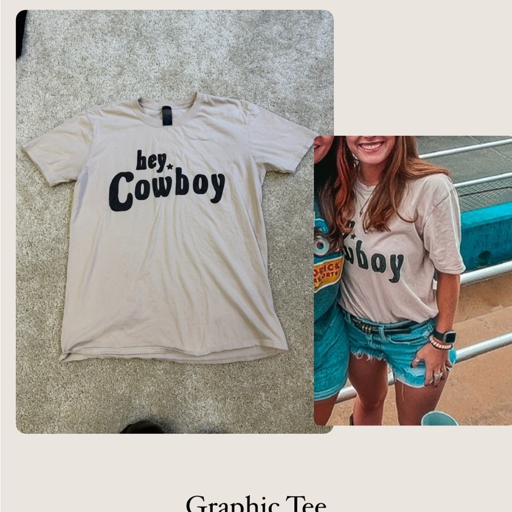 Cream “hey cowboy” graphic tee